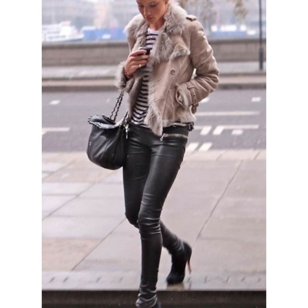 Les Chiffoniers Vinyl Pants Women XS Black Excellent Zipper Runway Leggings